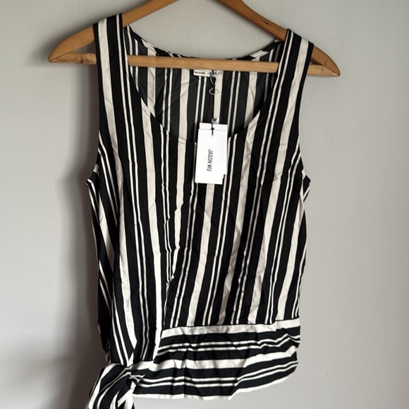 NEW JASON WU Striped crepe top XS - Picture 3 of 10